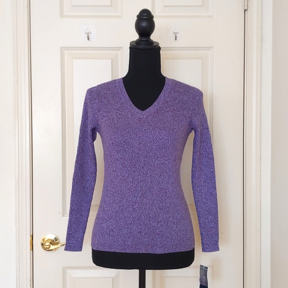 Karen Scott Womens Petite Velour Sweatshirt Purple Size Petite Small main image 0